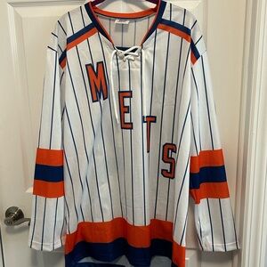 White and Orange New York Mets Hockey Jersey